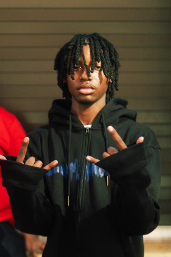 Black HeySinfulKodeine Zip-Up Hoodie